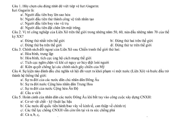 800 câu hỏi trắc nghiệm ôn trọn kiến thức Lịch sử lớp 12 (có đáp án)