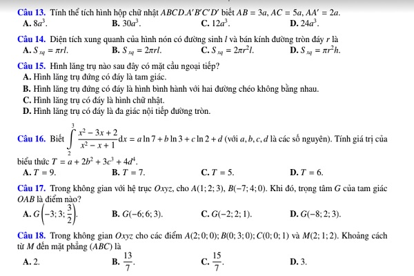 10 đề ôn luyện môn Toán thi Bet88 2026 nổ hũ và xổ số THPT 2021 có lời giải chi tiết