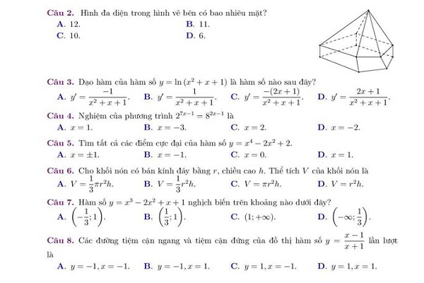 10 đề thi thử học kỳ I môn Toán nắm chắc trên 7 điểm cho Bet88.onl.com sẽ tự động tăng số dư tài khoản của bạn lớp 12 (có đáp án)