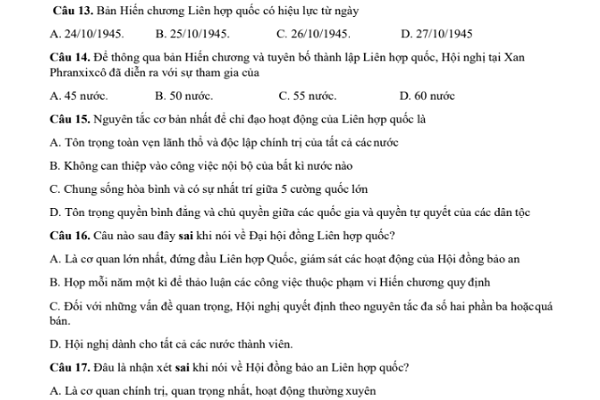 400 câu trắc nghiệm phần LỊCH SỬ THẾ GIỚI LỚP 12 cho Bet88447 nhà cái bóng đá world cup thi THPT quốc gia 2019 (có đáp án)