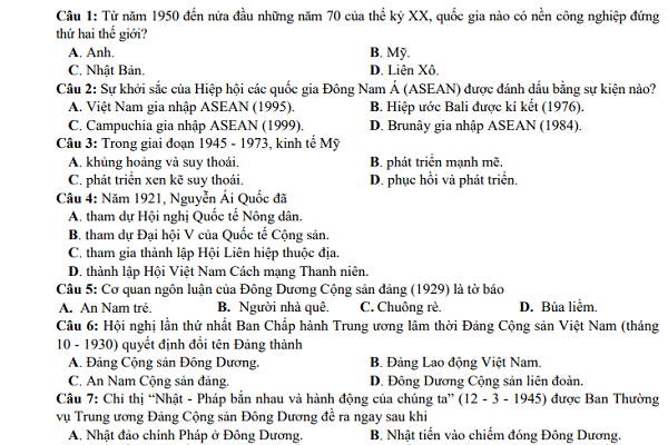 5 dạng câu hỏi rất hay gặp trong đề thi Lịch sử THPT quốc gia