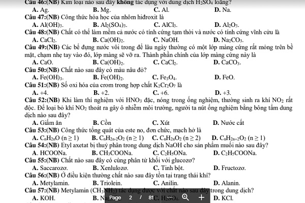 Bộ đề luyện thi Bet88 2026 nổ hũ và xổ số THPT 2021 môn Hóa học chuẩn cấu trúc của Bộ GD&ĐT (có đáp án)