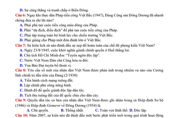 Bộ đề luyện thi Bet88 2026 nổ hũ và xổ số THPT 2021 môn Lịch sử chuẩn cấu trúc của Bộ GD&ĐT (có đáp án)