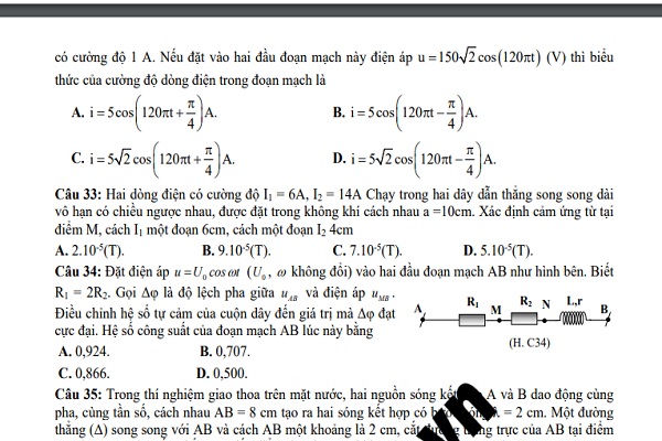 Bộ đề thi dự đoán môn Vật Lý THPT quốc gia 2020 chuẩn cấu trúc Bộ GD&ĐT (có đáp án)