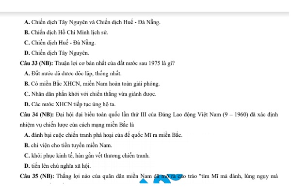 Bộ đề thi dự đoán môn Lịch sử THPT quốc gia 2020 chuẩn cấu trúc của Bộ GD&ĐT (có đáp án)