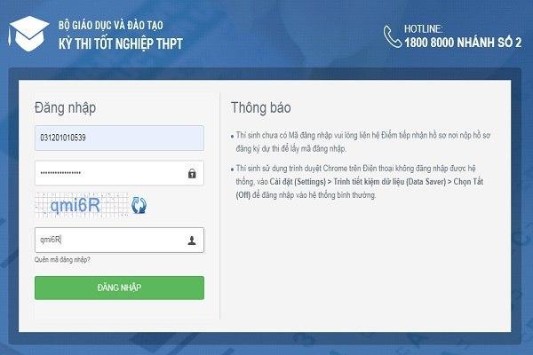 Chưa nhận được mã đăng nhập tài khoản thisinh.thitotnghiepthpt.edu.vn phải làm sao?