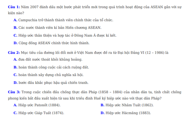 Đề thi thử Lịch sử THPT quốc gia 2019 của hội 8 trường chuyên lần thứ 3 (có đáp án)