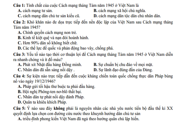Đề thi thử THPT quốc gia 2019 môn Địa lý, Lịch sử của trường chuyên