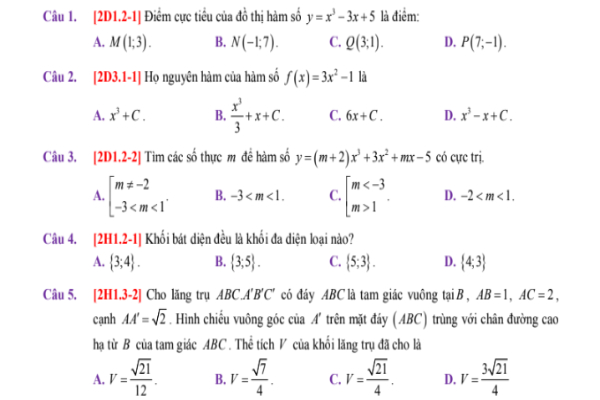 Đề thi thử Toán THPT quốc gia 2019 có hướng dẫn giải chi tiết