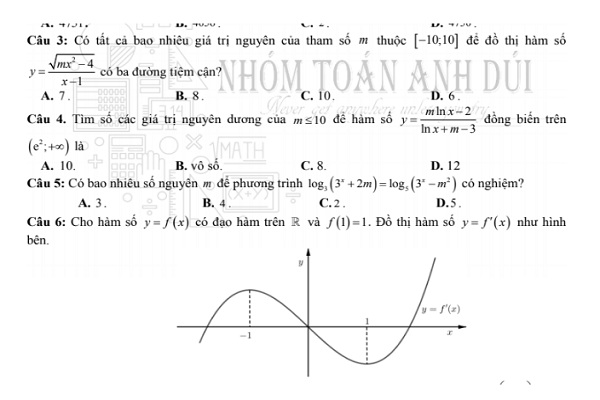 Đề thi thử Toán THPT quốc gia 2021 lấy 8+