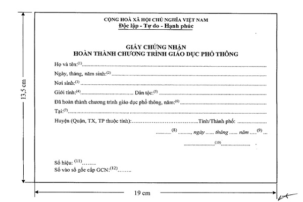 Học sinh được cấp Giấy chứng nhận hoàn thành chương trình nếu thi không đạt
