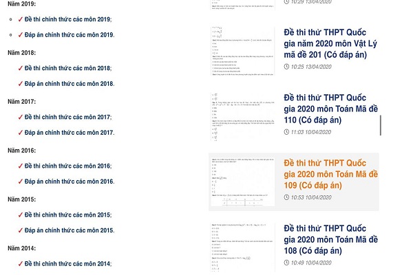 Hướng dẫn cách tìm kiếm kho đề thi ĐH các năm trước và đề thi thử THPT quốc gia 2020