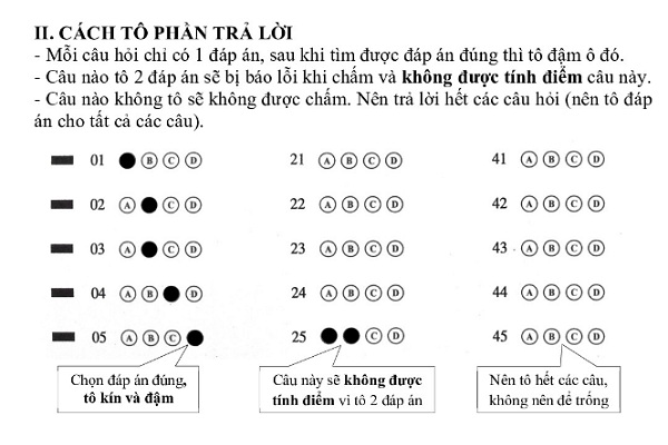 Hướng dẫn cách tô bài thi trắc nghiệm để không vi phạm quy chế