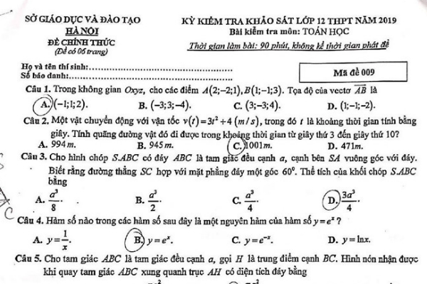 Phân tích và đáp án thi thử Văn, Toán, KHTN của Sở GD-ĐT Hà Nội năm 2019