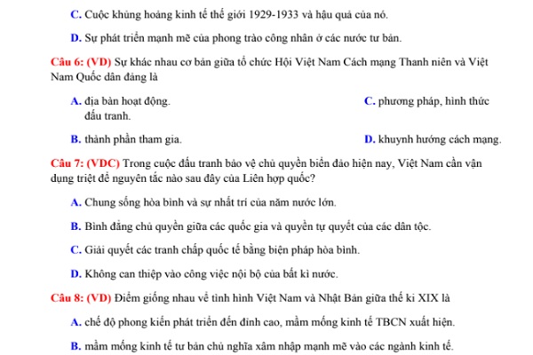 Tổng hợp đề thi thử THPT quốc gia 2020 môn Lịch sử kèm đáp án