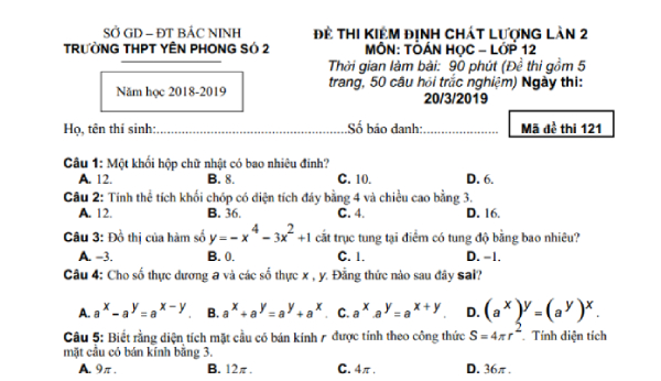 Tổng hợp đề thi thử Toán, Lý, Hóa của nhiều trường THPT năm 2019