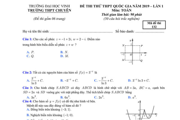 Tổng hợp nhiều đề thi thử môn Toán THPT quốc gia 2019