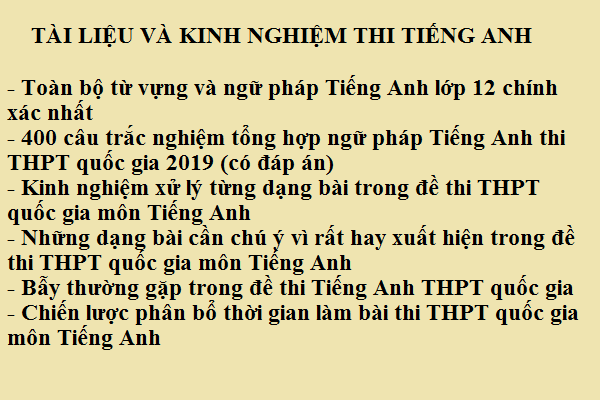 Trọn bộ tài liệu và kinh nghiệm ôn thi THPT quốc gia 2020 ôn Tiếng Anh từ A – Z